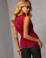 Wine % Sun Glow Pleated Chiffon Top-4