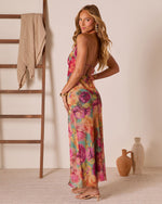 Green Floral % Sunlit Flora Halter Maxi Dress-4
