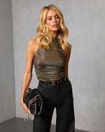 Raised Glass Ruched Lurex Top