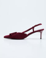 Wine % Hazel Lane Buckle Suede Slingback Heels-3