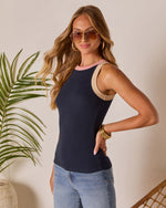 Navy % Serenade Ribbed Knit Tank-3