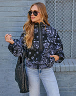 Black % Brianna Paisley Quarter Zip Sweatshirt-3