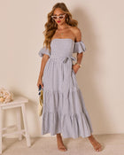 Annah Striped Off The Shoulder Maxi Dress