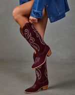 Trista Western Faux Suede Knee High Boots