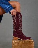 Trista Western Faux Suede Knee High Boots
