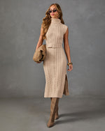 Taylor Belted Cable Knit Turtleneck Maxi Dress