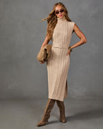 Taylor Belted Cable Knit Turtleneck Maxi Dress