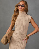 Taylor Belted Cable Knit Turtleneck Maxi Dress