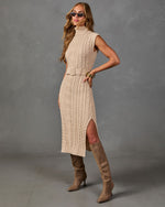 Taylor Belted Cable Knit Turtleneck Maxi Dress