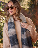 Black % Claire Large Pattern Blanket Scarf-2