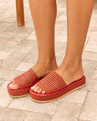 Burnt Red % Ashlen Raffia Platform Sandals-1
