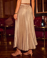 Midnight Agenda Pleated Satin Midi Skirt