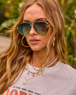 Green % Easy Escape Aviator Sunglasses-5