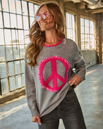 Peace Sign Vibes Long Sleeve Graphic Sweater
