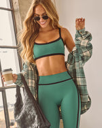 Emerald/Black % Power Surge Contrast Trim Sports Bra-1