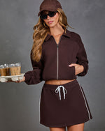 Daily Pace Contrast Stripe Drawstring Mini Sweat Skort