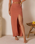 Clay % Emiliana Wrap Linen Maxi Skirt-1