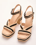 Natural % Tullia Contrast Trim Raffia Platform Sandals-2