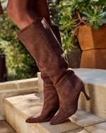 Autumn Stroll Faux Suede Heeled Knee High Boots