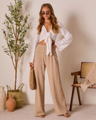 Taupe % Magen Relaxed Wide Leg Pants-1