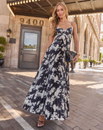 Black Multi % Soraya Printed And Pleated Maxi Dress-6