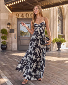 Black Multi % Soraya Printed And Pleated Maxi Dress-1