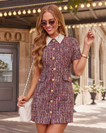 Dara Contrast Collar Tweed Mini Dress
