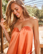 Orange % Evangeline Strapless Satin Mini Dress-2