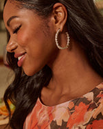 Sweet Cream Embellished Hoop Earrings