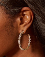 Sweet Cream Embellished Hoop Earrings