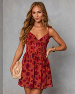 Rust Floral % Marselle Lace Corset Mini Dress-5
