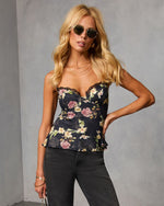 Shadow Rose Satin Lace Trim Top