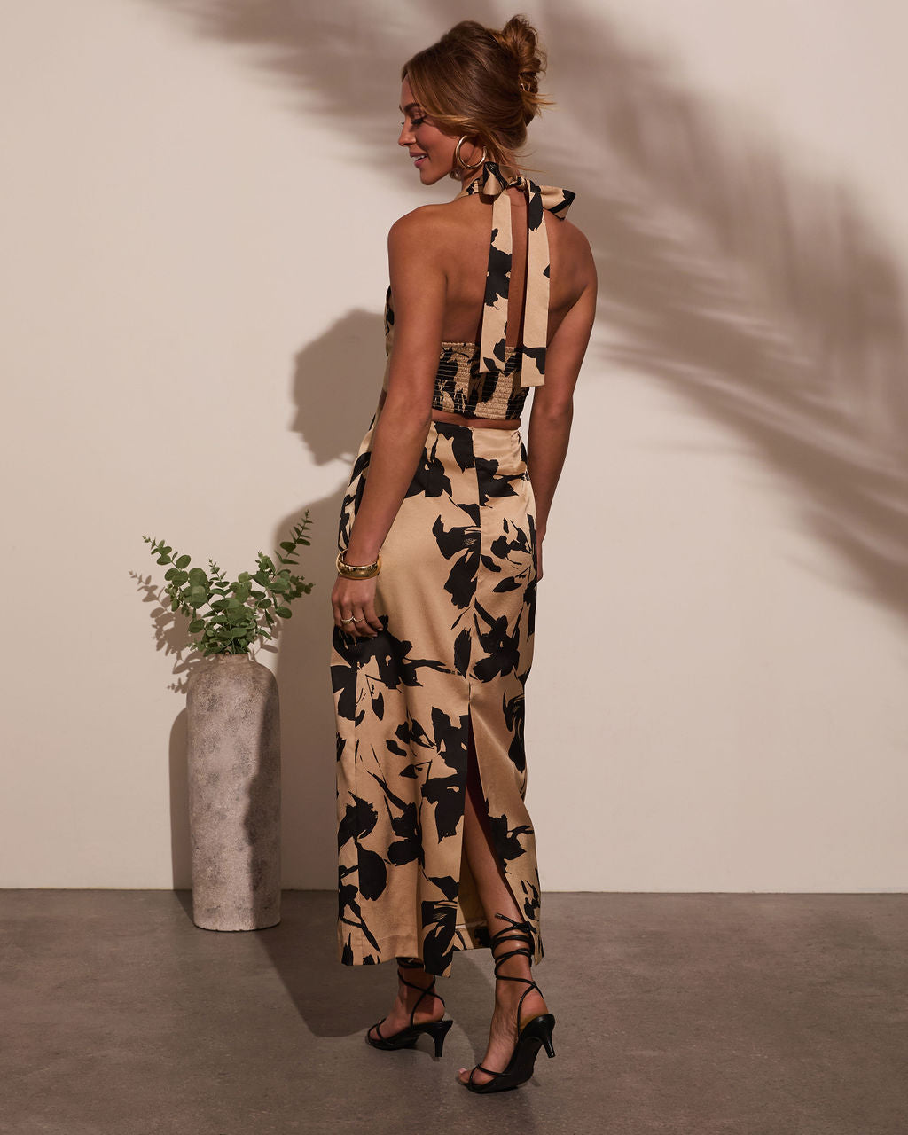 Nellah Cut Out Halter Maxi Dress in Nude/Black - Size Medium, VICI Nellah Cut Out Halter Maxi Dress in Nude/Black - Size Medium, VICI