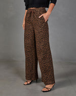 Reiko Drawstring Mid Rise Relaxed Animal Print Jeans