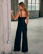 Black % So Mila Denim Flare Jumpsuit-4