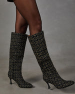 Autumn Stroll Tweed Heeled Knee High Boots