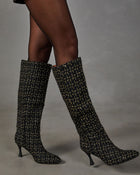Autumn Stroll Tweed Heeled Knee High Boots