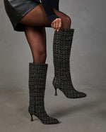 Autumn Stroll Tweed Heeled Knee High Boots