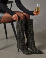 Autumn Stroll Tweed Heeled Knee High Boots
