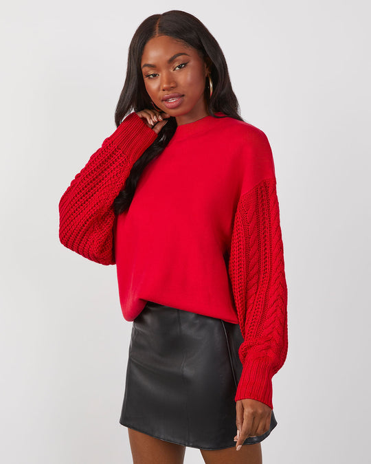 Red % Luke Contrast Cable Knit Sweater-2