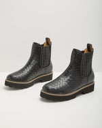 Kieran Woven Faux Leather Chelsea Boots