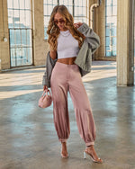 Light Pink % Forward Feeling Satin Joggers-5