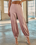 Light Pink % Forward Feeling Satin Joggers-2