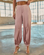 Light Pink % Forward Feeling Satin Joggers-3