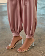 Light Pink % Forward Feeling Satin Joggers-6