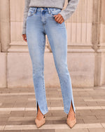 Jennings Super Stretch High Rise Slim Leg Split Hem Jeans