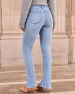 Jennings Super Stretch High Rise Slim Leg Split Hem Jeans