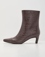 Kylie Faux Leather Croc Embossed Ankle Boots
