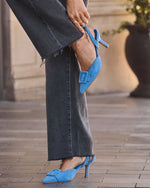 Shelbey Suede Buckle Slingback Heels