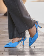 Shelbey Suede Buckle Slingback Heels